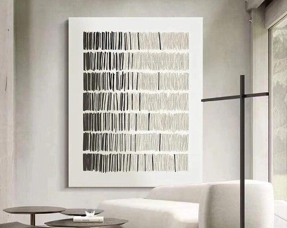 White Plaster Wall Art Black Textured Wall Art Beige 3d Abstract Painting White Minimalist Wall Art Black Beige Abstract Painting Wall Decor