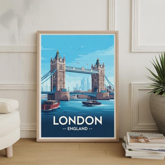 London Skyline Travel Poster British Cityscape Wall Decor Uk Themed Artwork Ideal For Home And Office Decoration