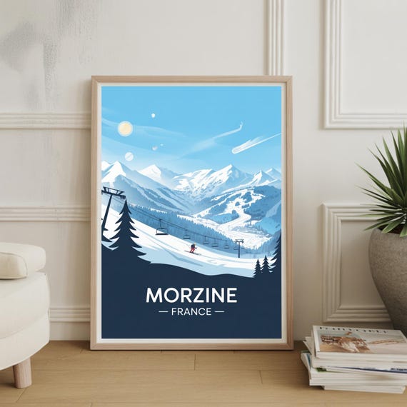 Morzine Ski Resort Travel Poster France Winter Landscape Art Ideal Wedding Or Birthday Gift