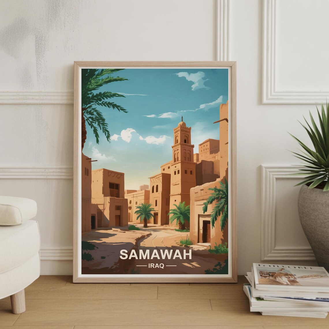 Samawah Iraq Desert Old Town Palm Trees Middle East Travel Poster