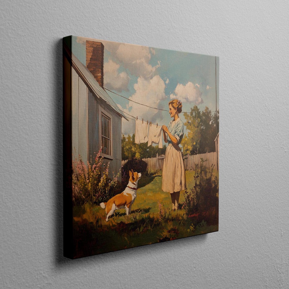 Corgi Dog Hanging Laundry Clothesline Poster for Laundry Room Decor - Image 2