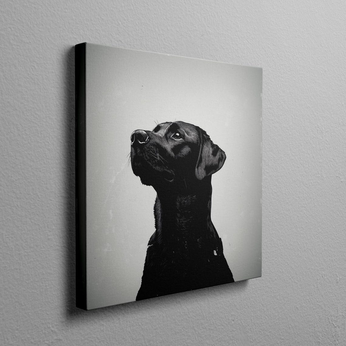 Black Labrador Retriever Portrait Poster in Black and White Style - Image 2
