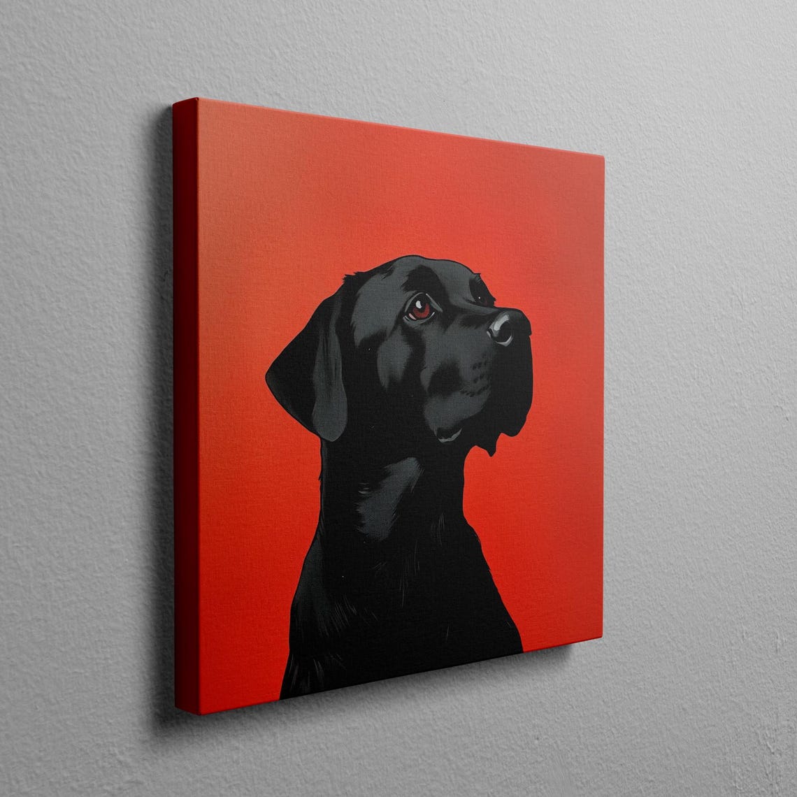 Black Labrador Profile Portrait on Bold Red Background Poster - Image 2