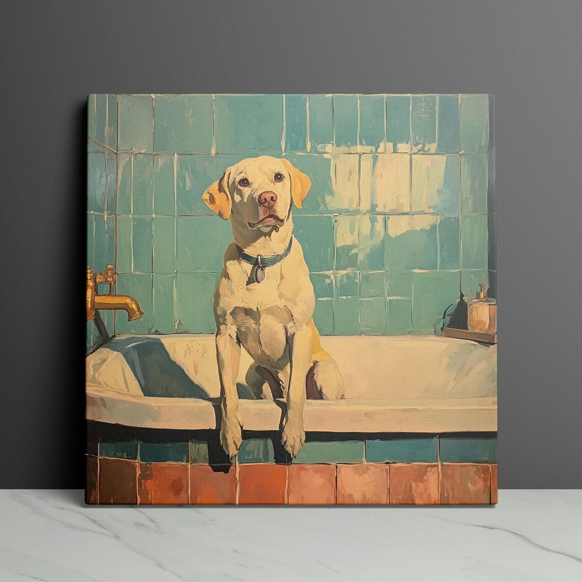Labrador Bath Bathroom Decor Print, Yellow Lab - Image 3