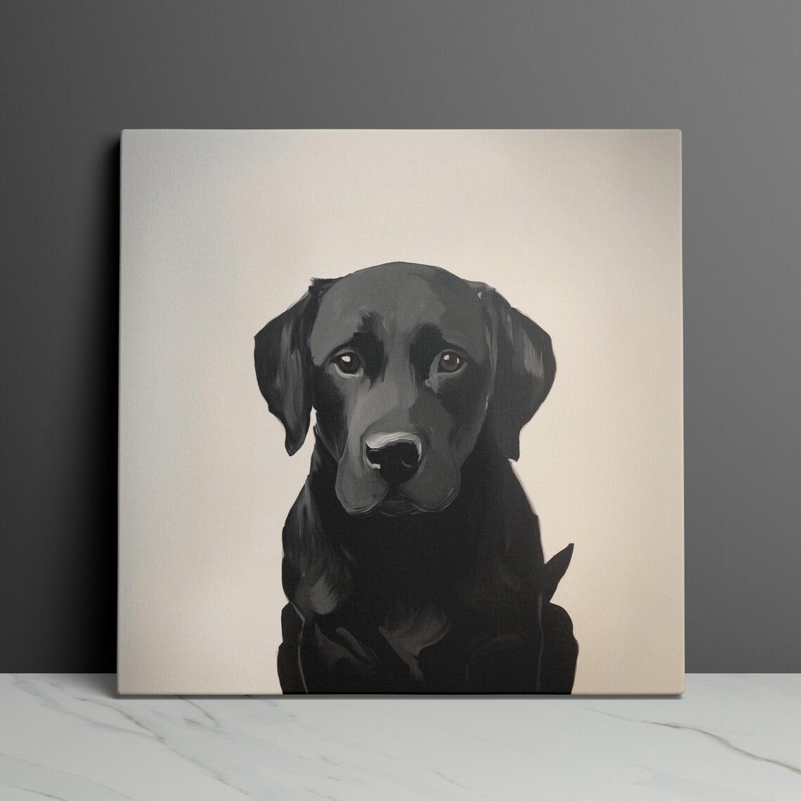 Black Labrador Puppy Minimalist Portrait on Neutral Beige Poster - Image 3