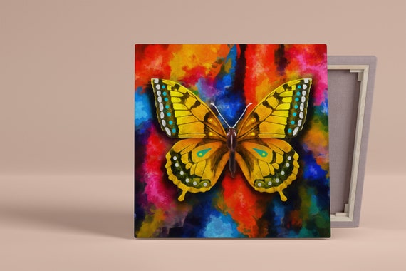 Colorful Butterfly Painting Butterfly Print Animal Paintings Paint Textured Butterfly Painting