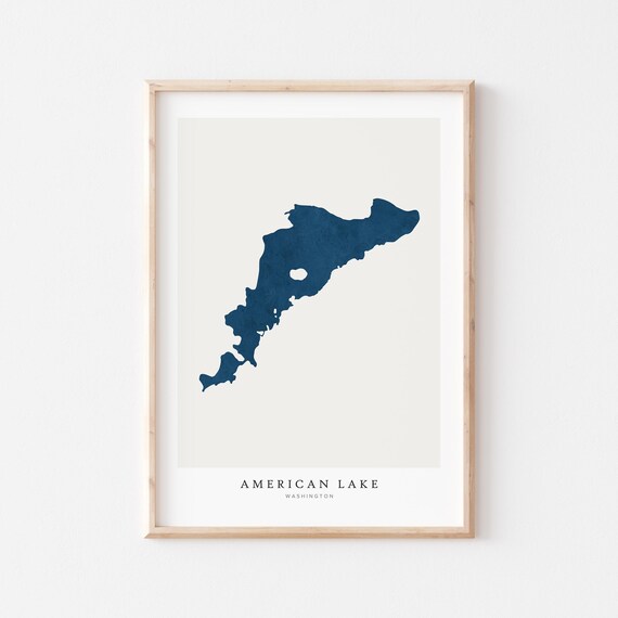 Lake Print Poster Art Wall Map House Gift Washington