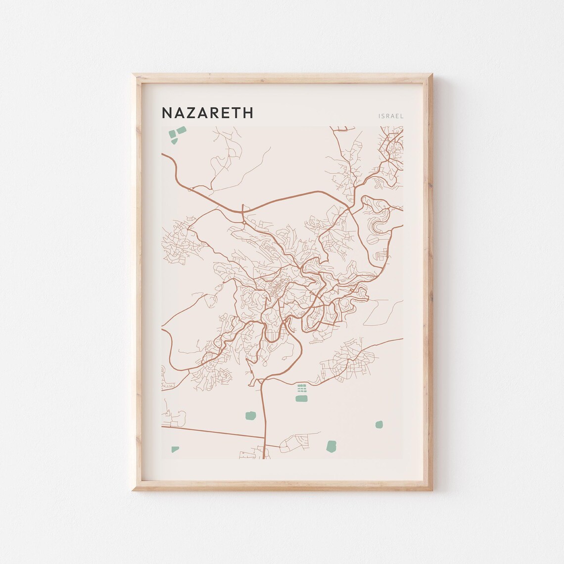 Nazareth Map Poster Print Wall Art Israel Travel Gift Minimalist
