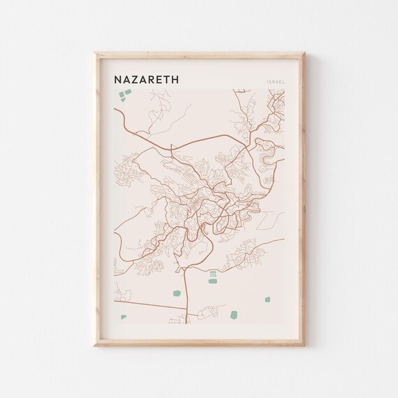 Nazareth Map Poster Print Wall Art Israel Travel Gift Minimalist