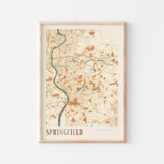 Springfield Massachusetts Boho Terracotta City Street Map Poster