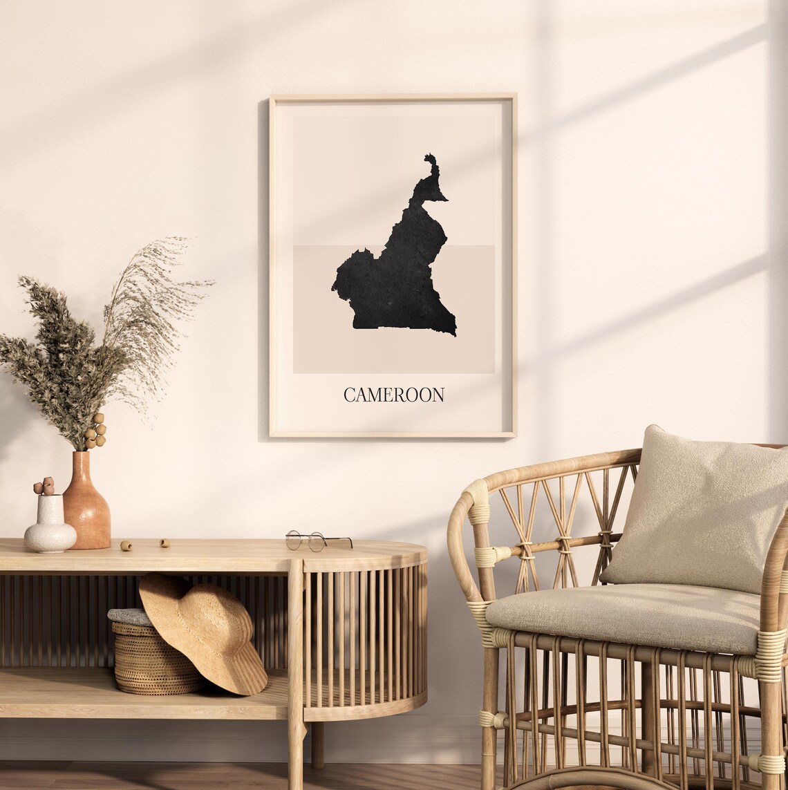 Cameroon Africa Country Map Silhouette Minimalist Poster for Home - Image 2