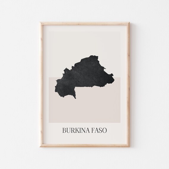Burkina Faso Boho Minimalist Black Country Silhouette Map Art Poster
