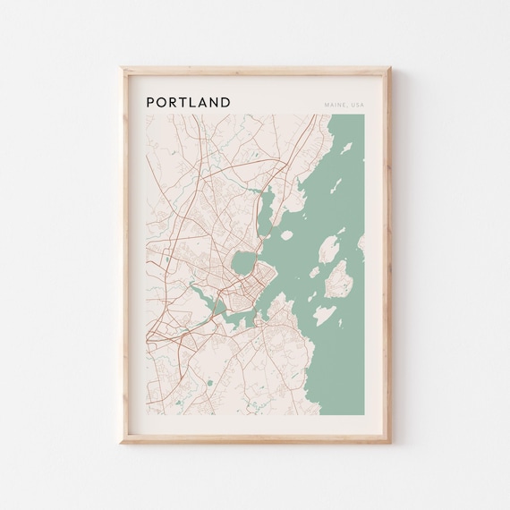 Portland Maine Modern Minimalist City Street Map Art Decor Poster