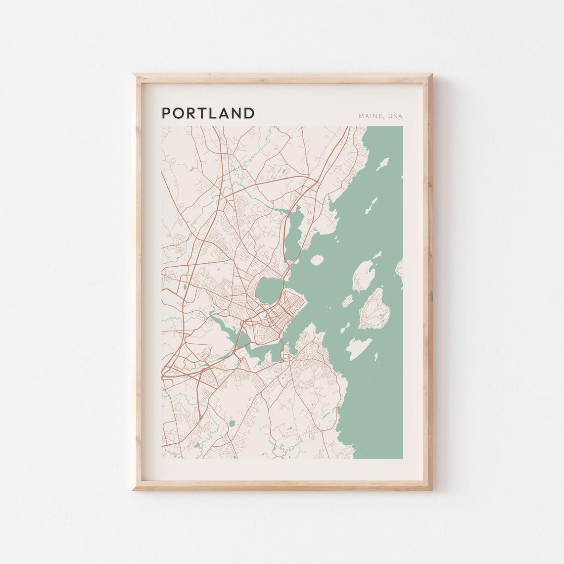 Portland Map Poster Portland Print Portland Poster Portland Wall Art Maine Travel Gift Scandi Poster