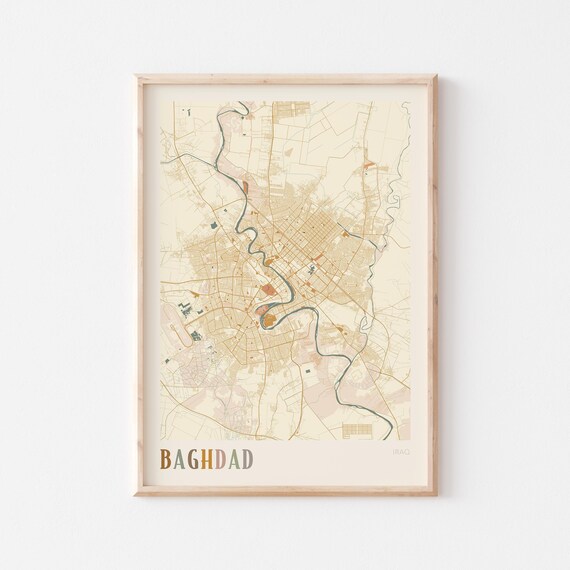 Baghdad Map Poster Print Wall Art Iraq Travel Gift Boho