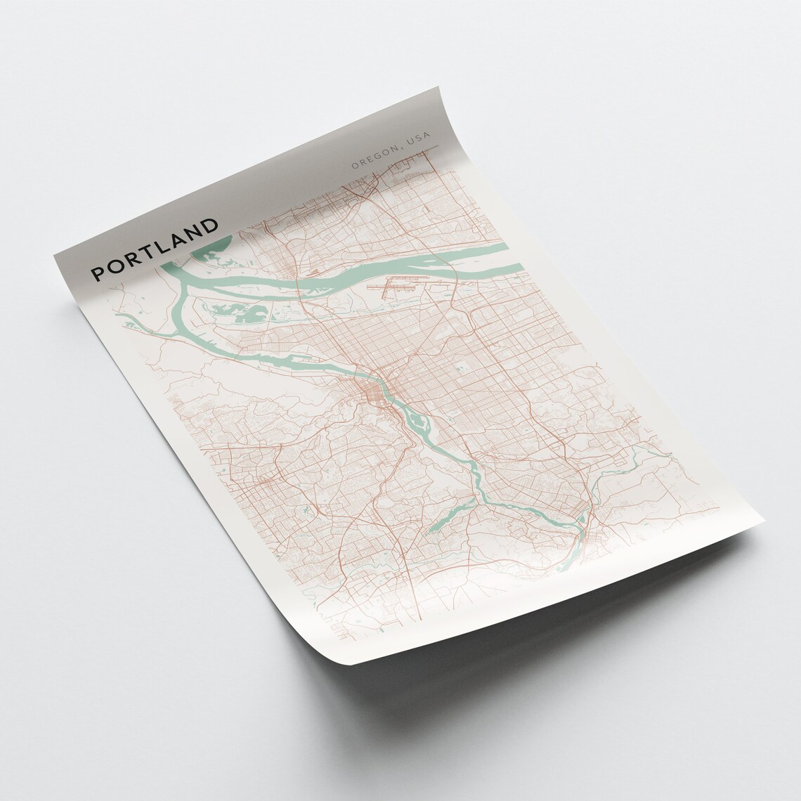 Portland Oregon Minimalist River Street Map Travel Art Poster - Image 2