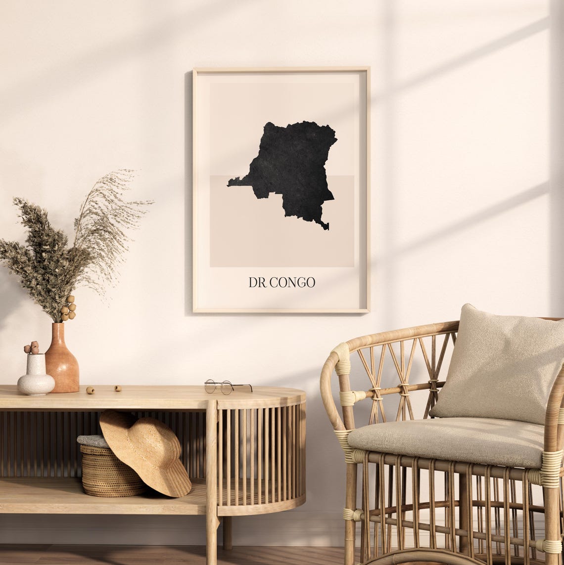 DR Congo Country Map Silhouette Minimalist Black Art Poster for Home - Image 2