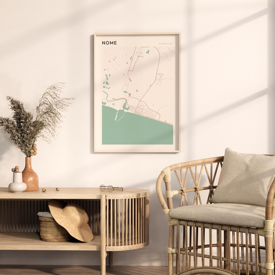 Nome Alaska Minimalist Line Street Map Modern City Art Poster - Image 2