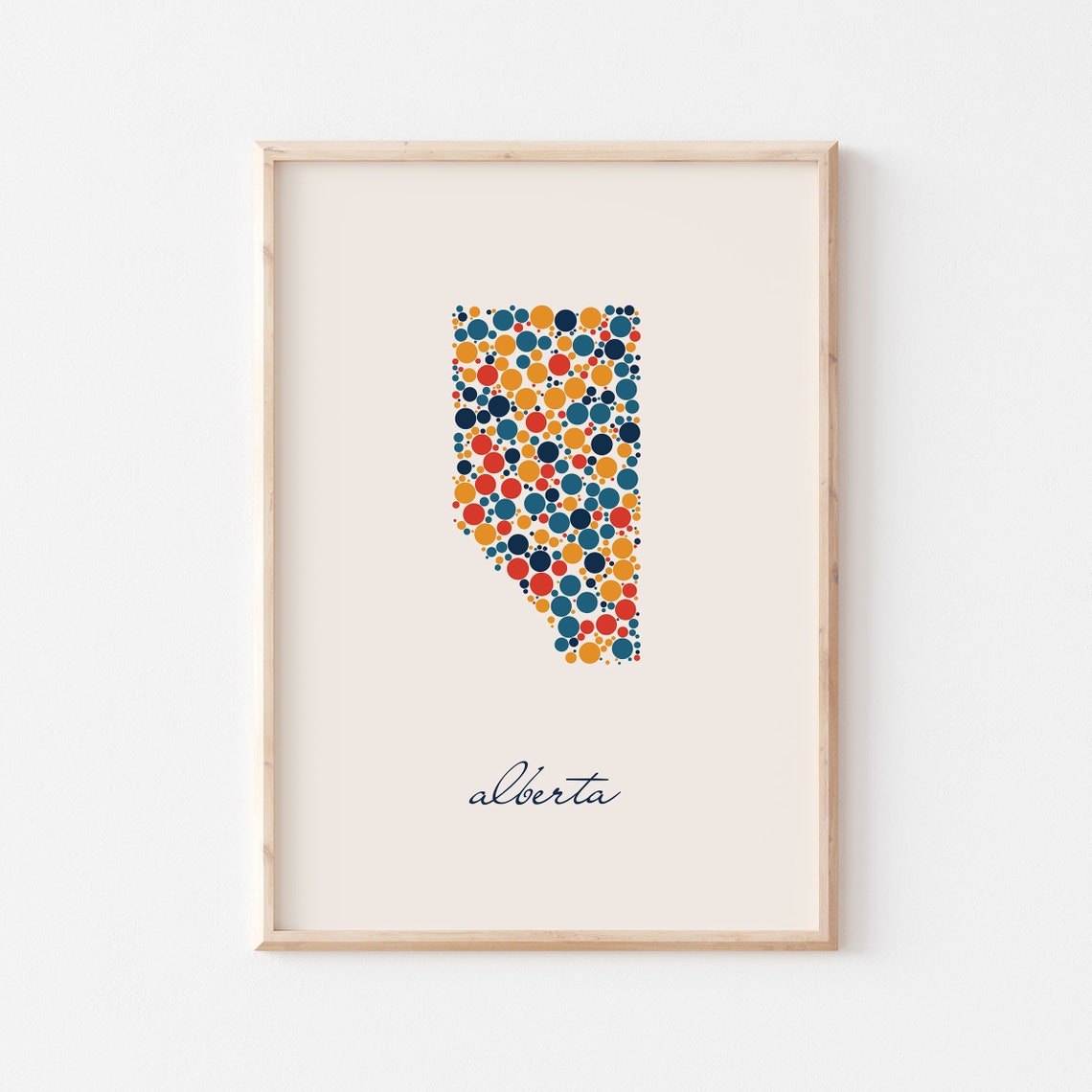 Alberta Canada Colorful Dot Art Province Map Script Decor Poster