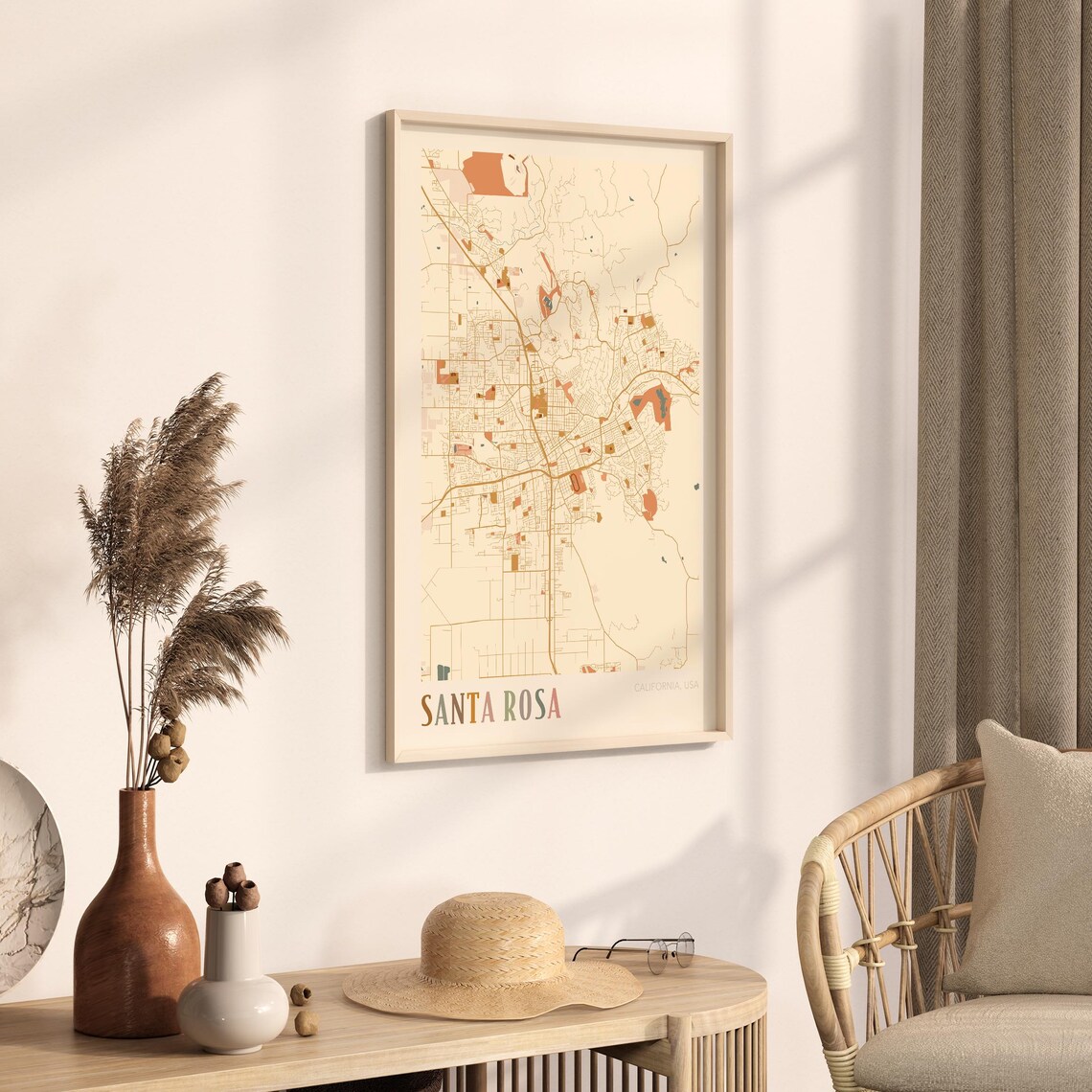 Santa Rosa California Street Map Art Poster for Office Decor - Image 3