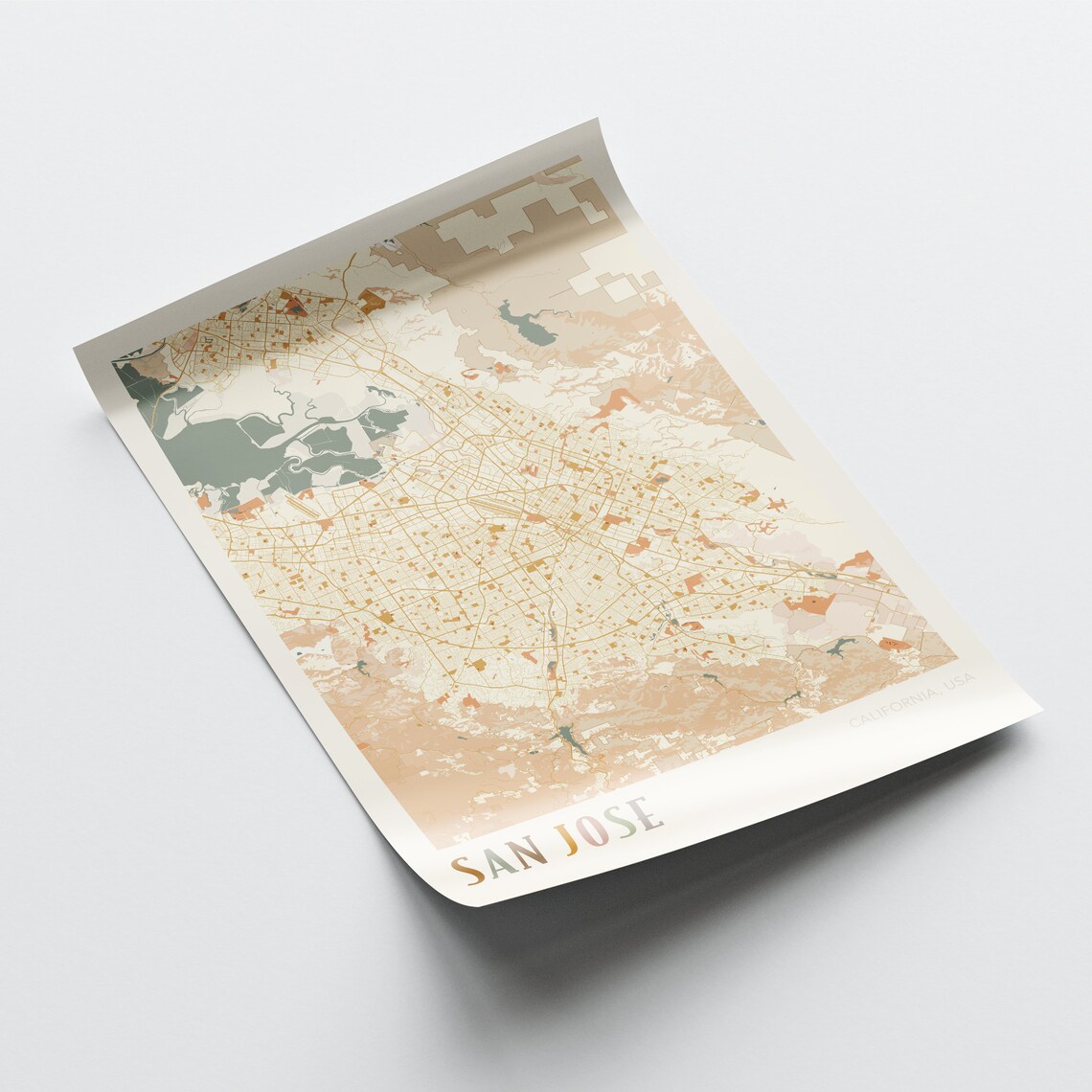 San Jose California Detailed City Map Multicolor Art Decor Poster - Image 2