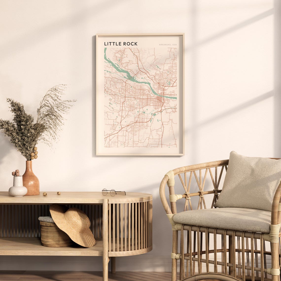 Little Rock Arkansas Modern Minimalist Copper Street Map Decor Poster - Image 2