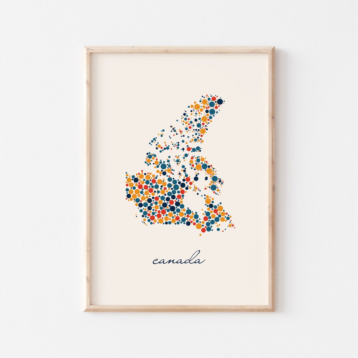 Canada Country Dotted Bubble Map Poster Modern Travel Gift Artwork