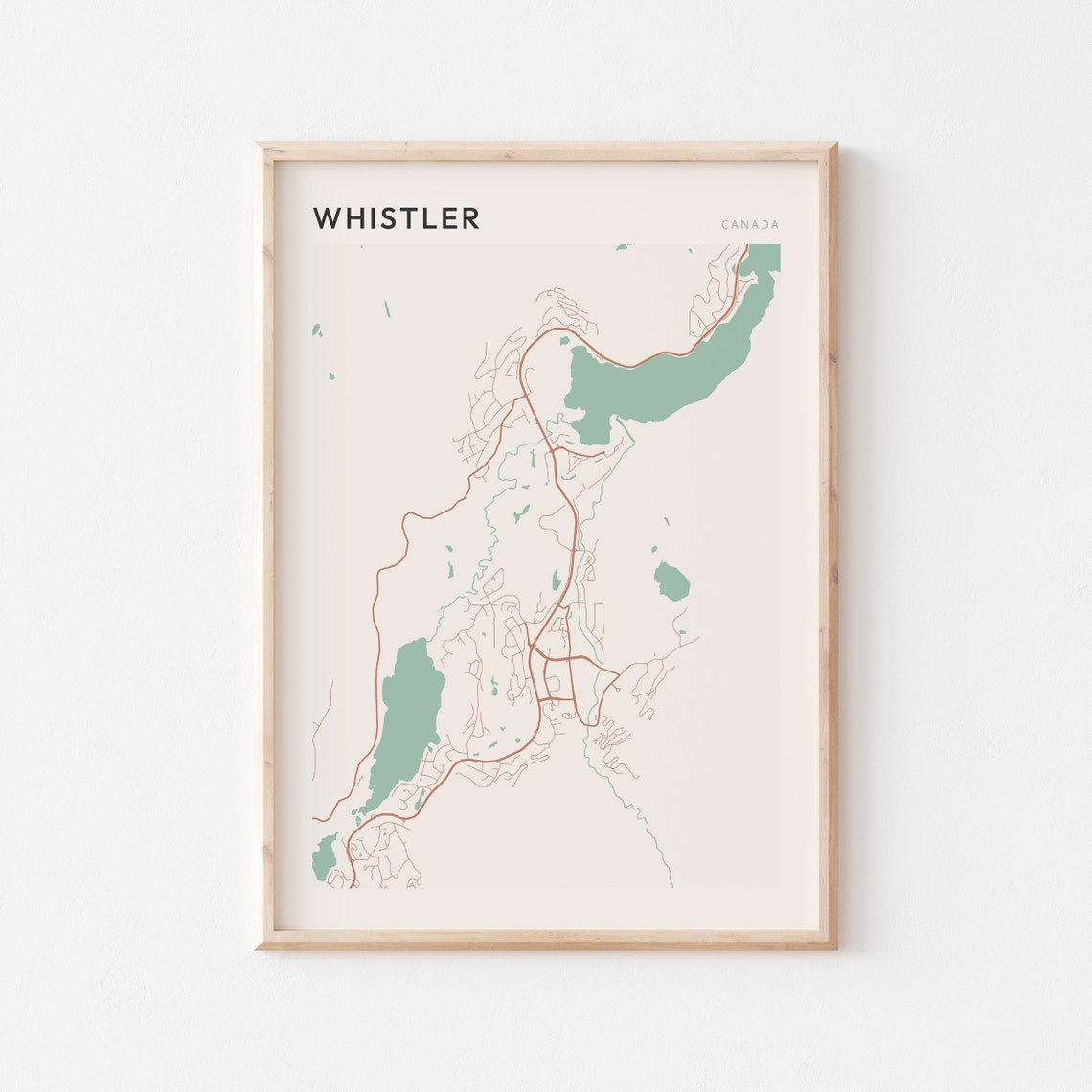 Whistler Canada Minimalist Mountain Street Map Travel Poster