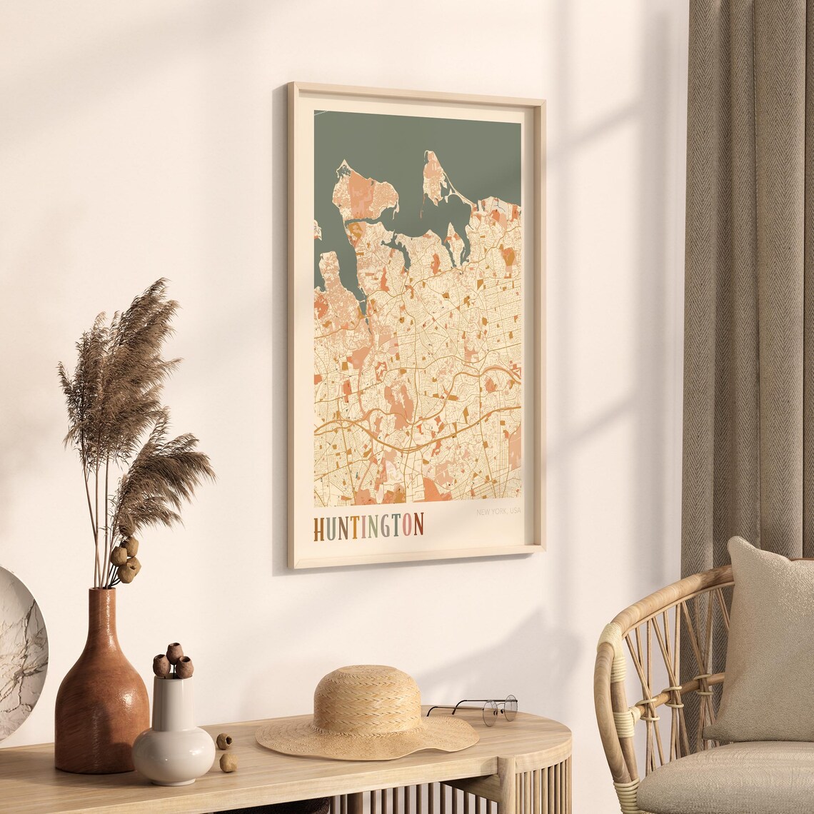 Huntington New York Long Island Vintage Boho Street Map Poster - Image 3