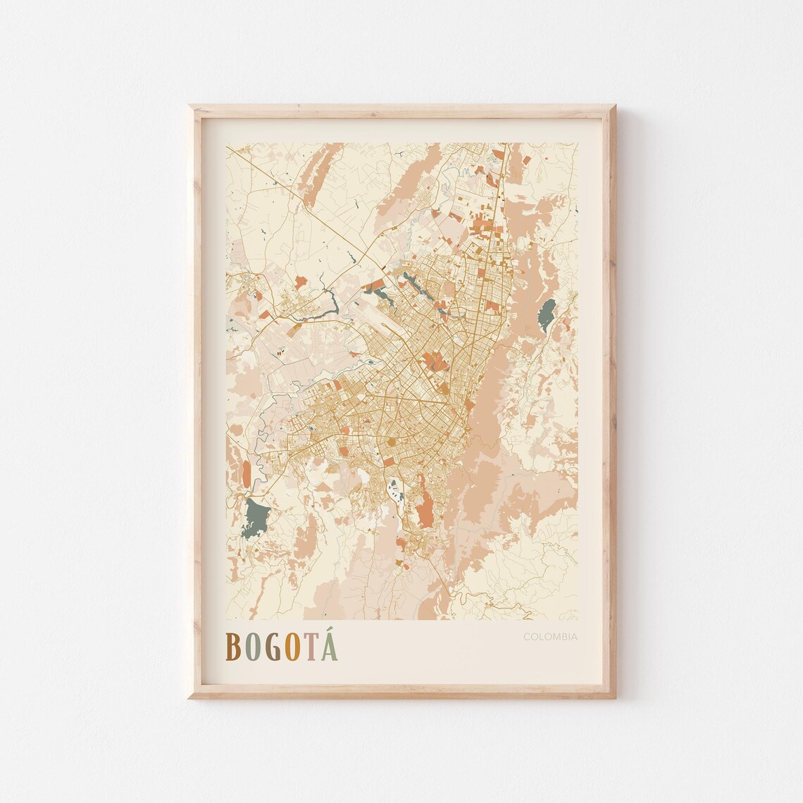 Bogota Map Poster Print, Colombia Travel Gift