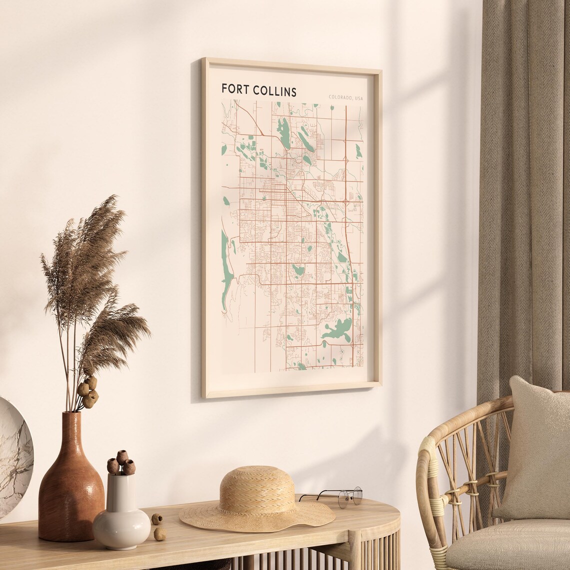 Fort Collins Colorado Farmhouse Modern Minimalist Street Map Poster - Image 3