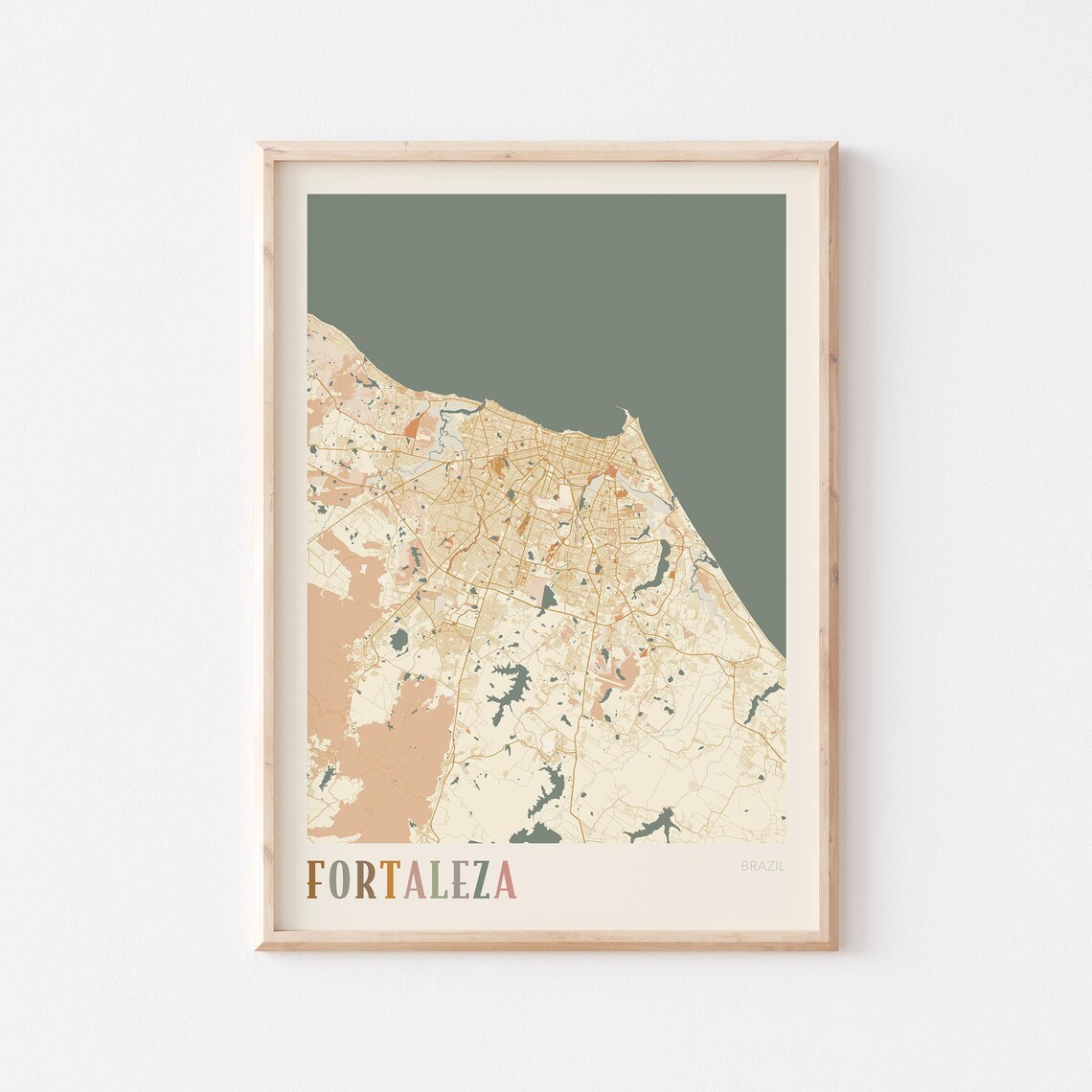 Fortaleza Map Poster Print Wall Art Brazil Travel Gift Boho Decor