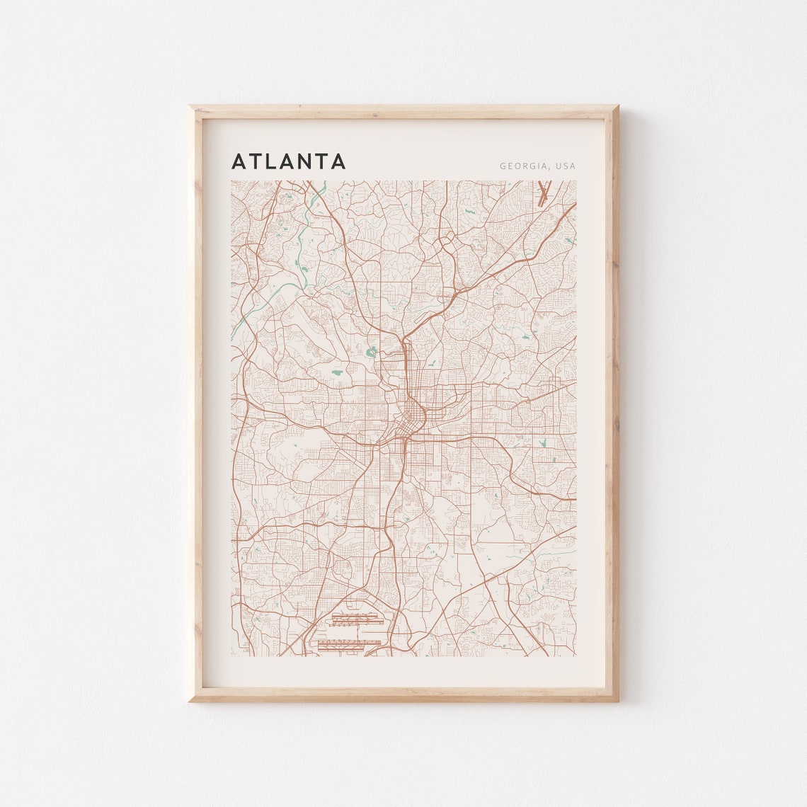 Atlanta Map Poster Atlanta Poster Atlanta Print Atlanta Wall Art Atlanta Street Map Atlanta Map Print Atlanta Georgia