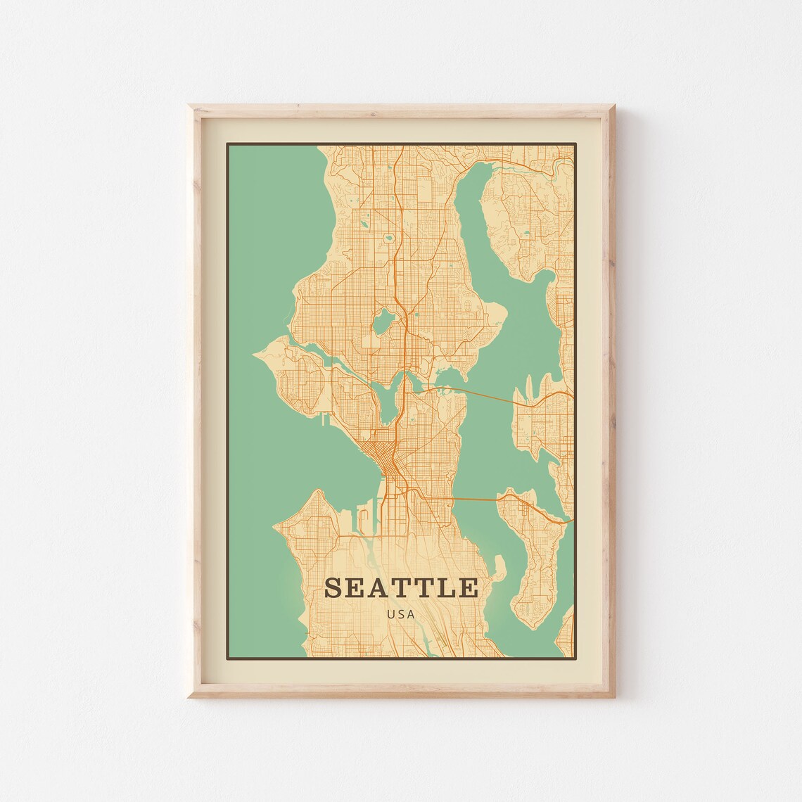 Seattle USA Vintage Street Map City Art Poster Home Decor Gift
