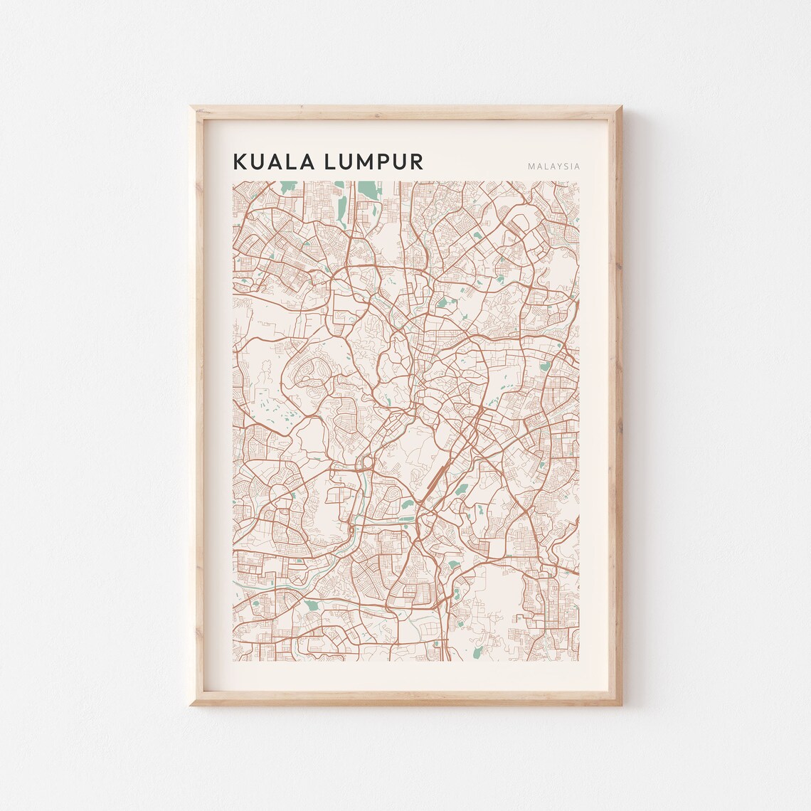 Kuala Lumpur Malaysia Minimalist Street Map City Art Poster Home Decor