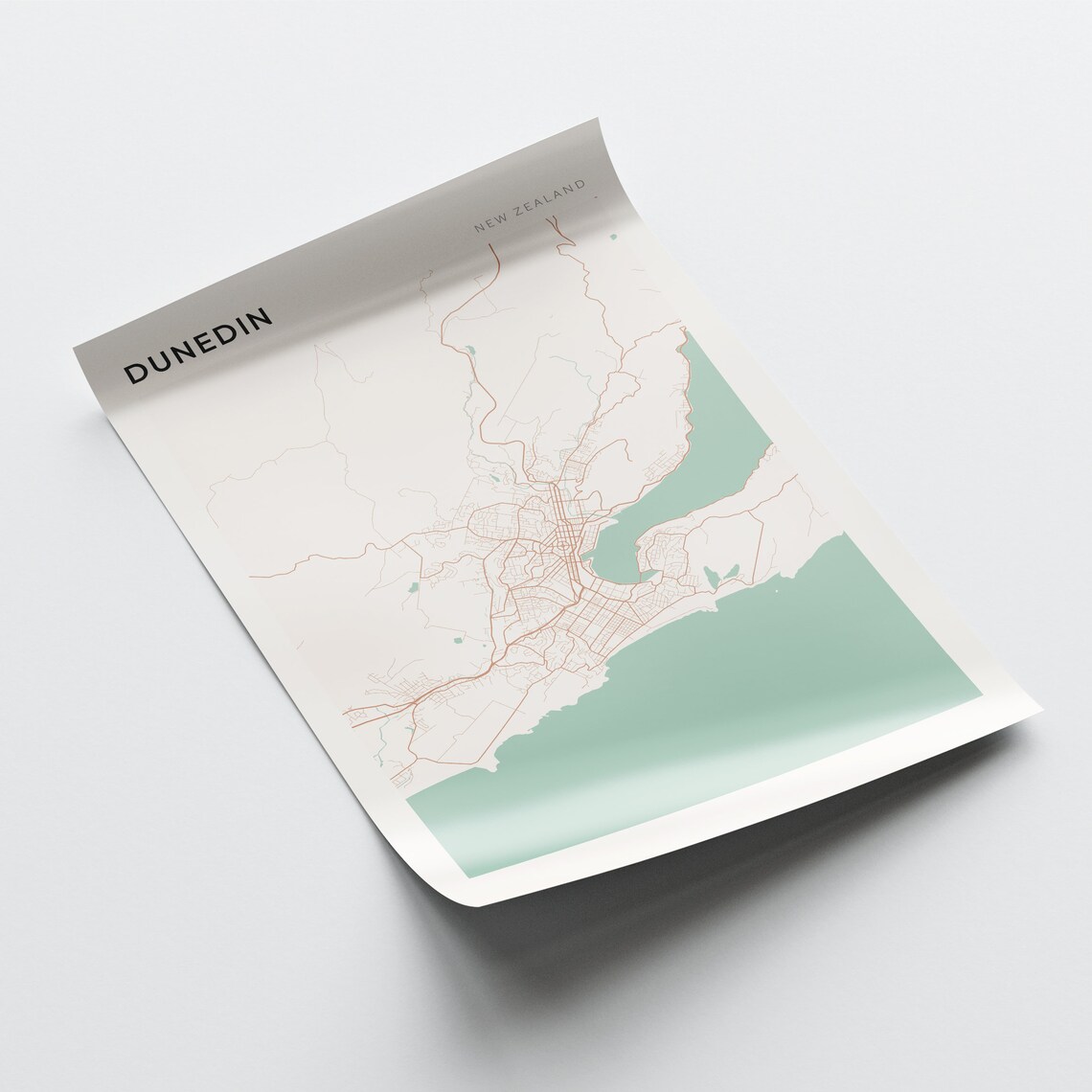 Dunedin New Zealand Minimalist Coastal Street Map Art Poster - Image 2