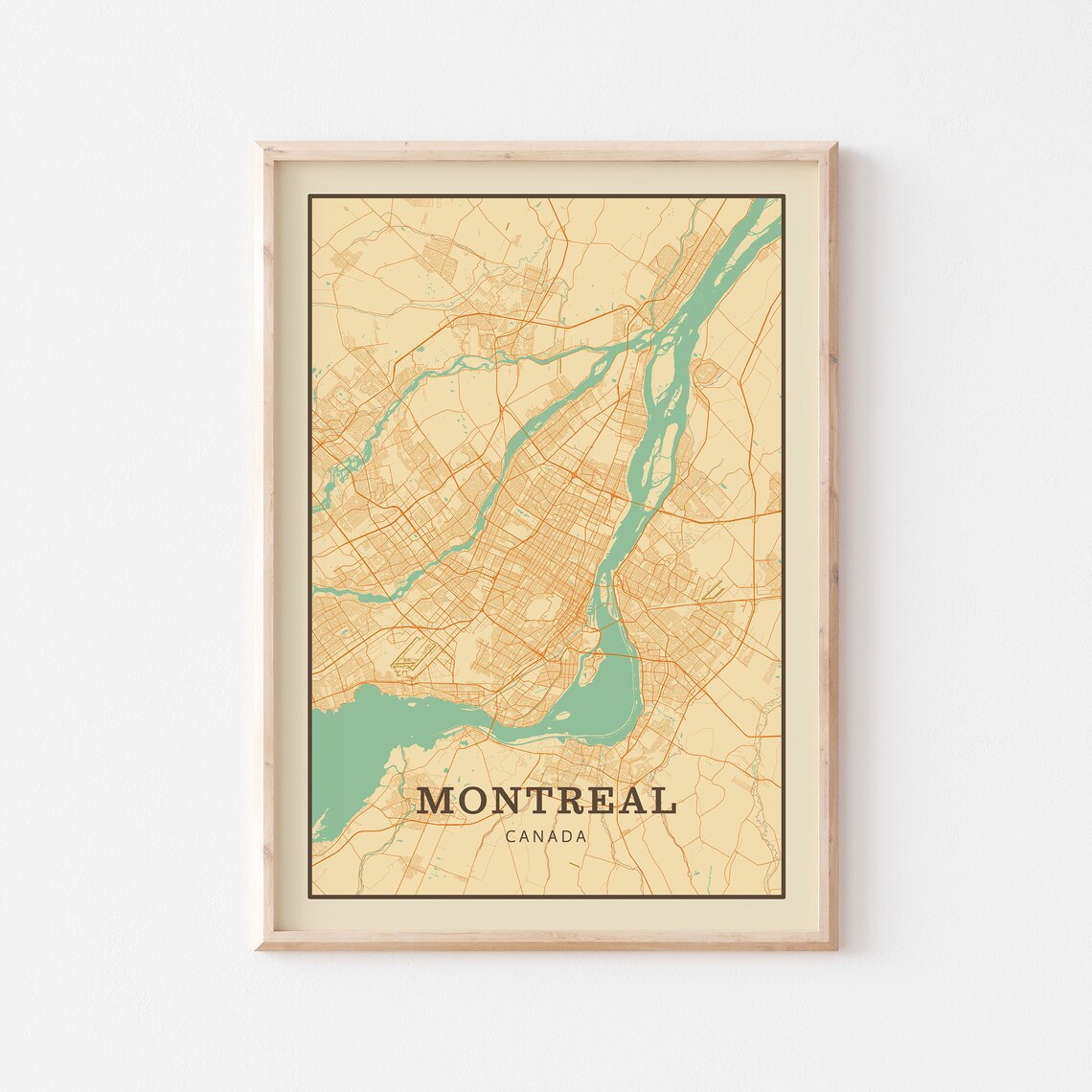 Montreal Canada Vintage Street Map City Art Poster Home Decor Gift