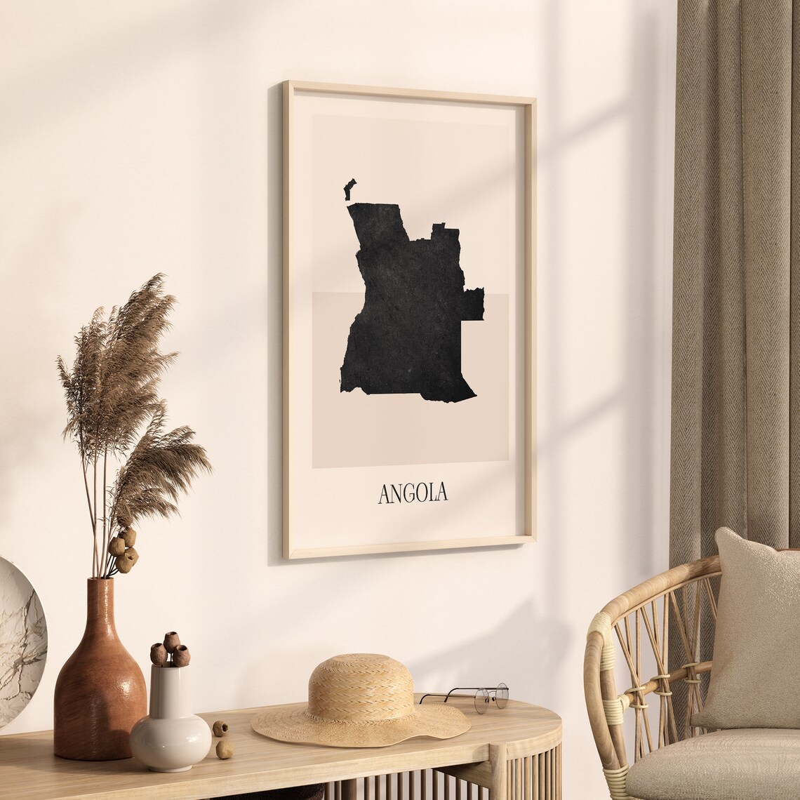 Angola Africa Black Silhouette Minimalist Country Map Poster - Image 3