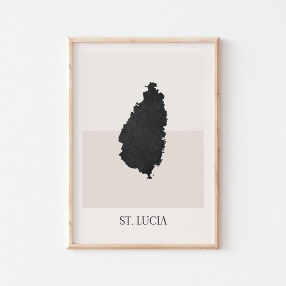 Saint Lucia Map Poster Print Minimalist Boho Wall Art Decor For Home Or Gift
