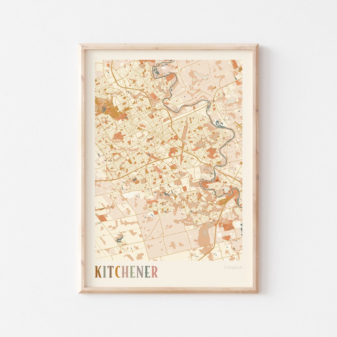 Kitchener Canada Warm Terracotta Minimalist City Map Poster Decor