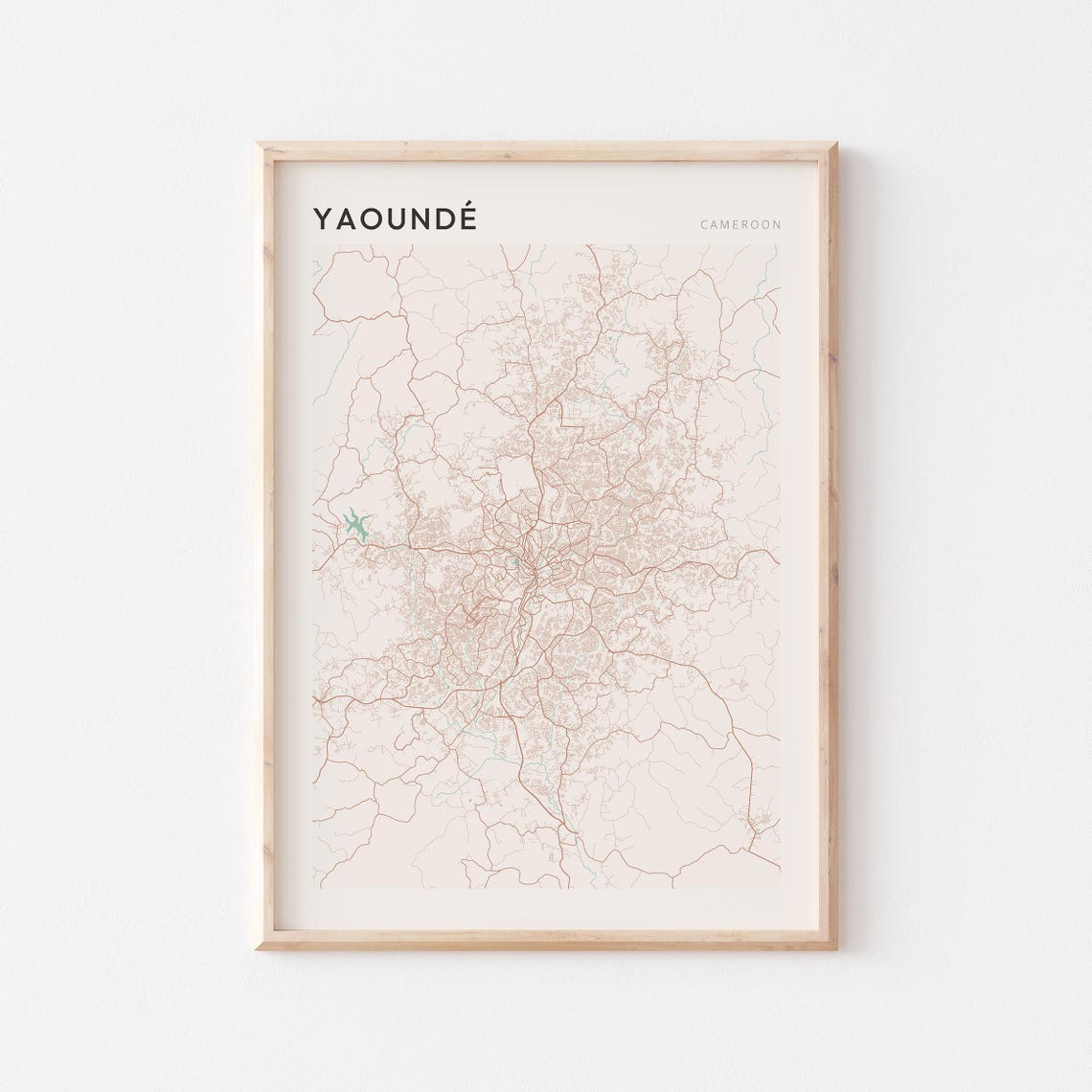 Yaounde Cameroon Minimalist White City Street Map Line Art Poster