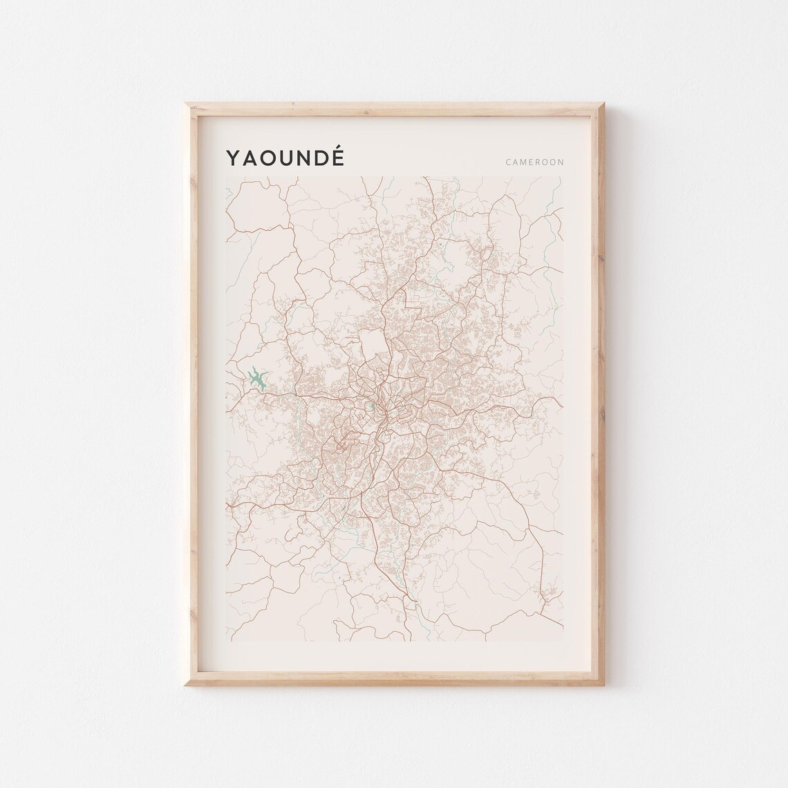 Yaounde Map Poster Print Wall Art Cameroon Travel Gift Minimalist