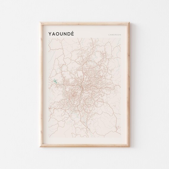 Yaounde Map Poster Print Wall Art Cameroon Travel Gift Minimalist