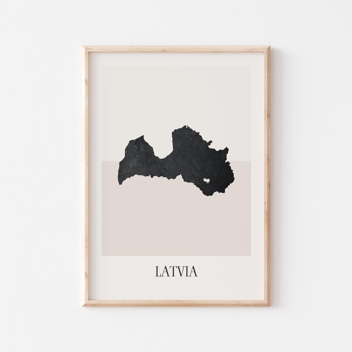 Latvia Map, Minimalist Boho Travel Poster