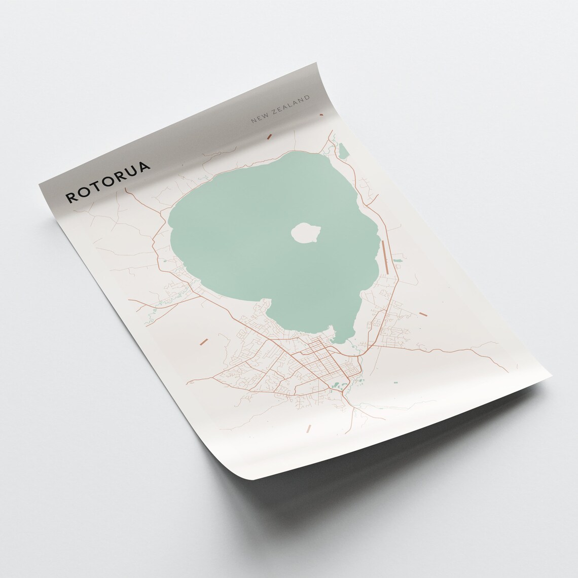 Rotorua New Zealand Minimalist Lakeside Street Map Art Poster - Image 2