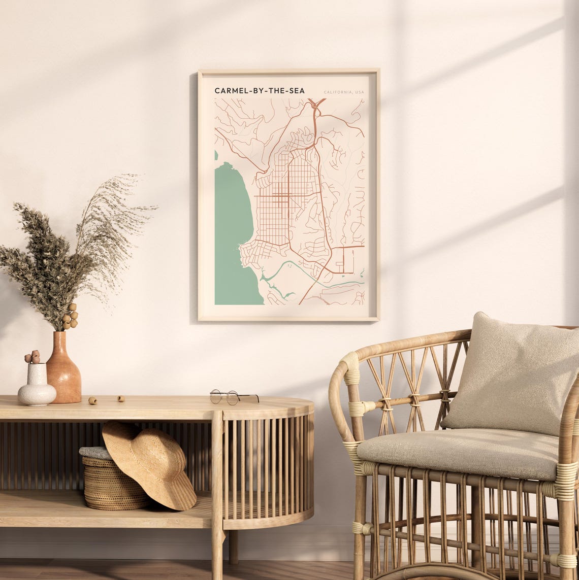 Carmel By The Sea Map Poster Carmel By The Sea Print Carmel By The Sea Poster Carmel By The Sea Wall Art California Farmhouse Art - Image 2