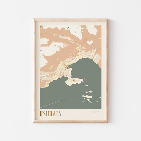 Ushuaia Map Poster Print Wall Art Argentina Travel Gift Boho Decor