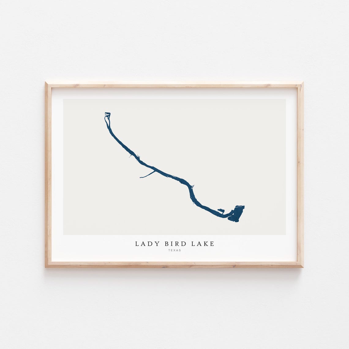 Lady Bird Lake Texas Minimalist Lake Map Poster Navy Wall Decor Art