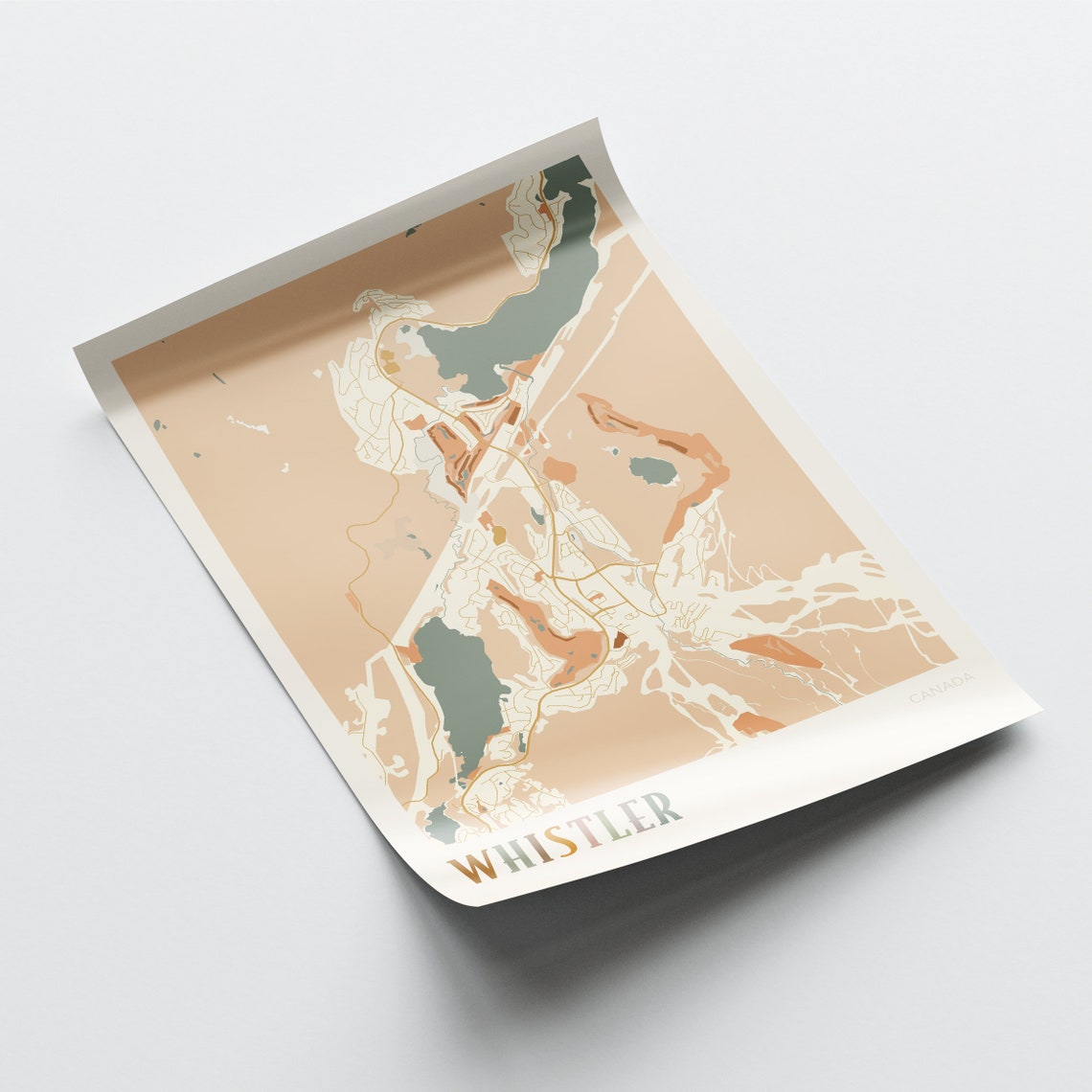 Whistler Canada Terracotta Modern City Map Art Deco Stylish Poster - Image 2