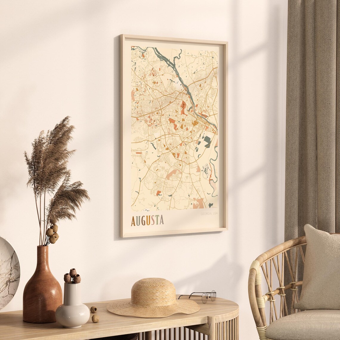 Augusta Georgia Colorful Modern Boho City Street Map Decor Poster - Image 3